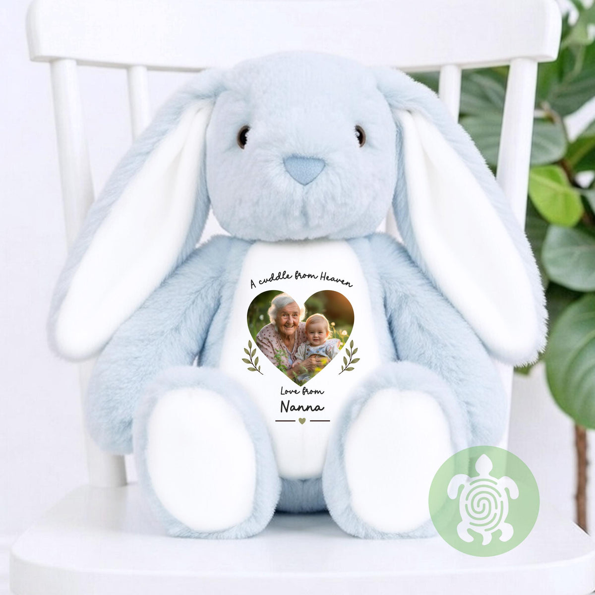 Personalised Teddy A Cuddle from Heaven with Photo, Memory Bunny Photo Keepsake, Remembrance Gift, Customised Photo Soft Toy Keepsake