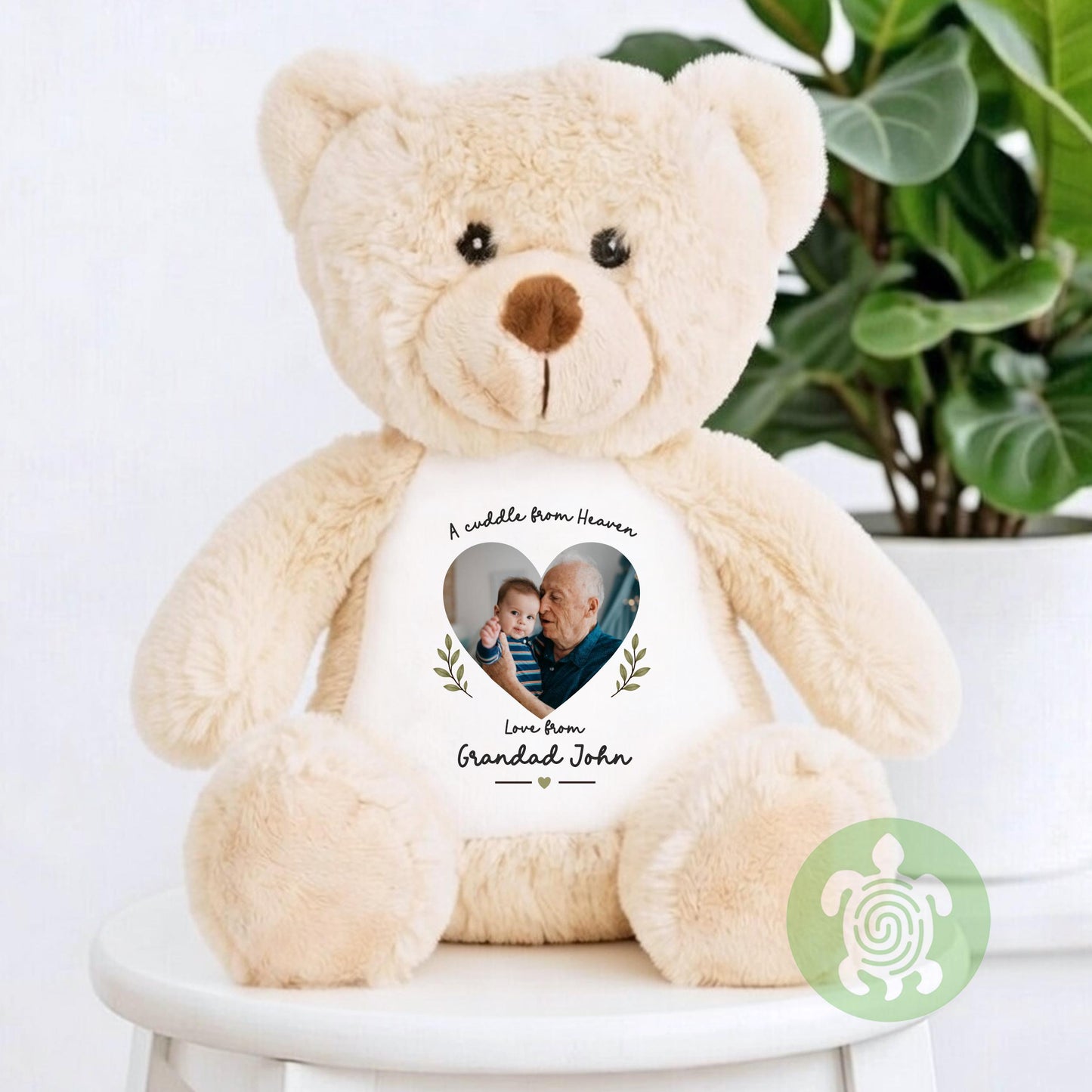 Personalised Teddy A Cuddle from Heaven with Photo, Memory Bunny Photo Keepsake, Remembrance Gift, Customised Photo Soft Toy Keepsake