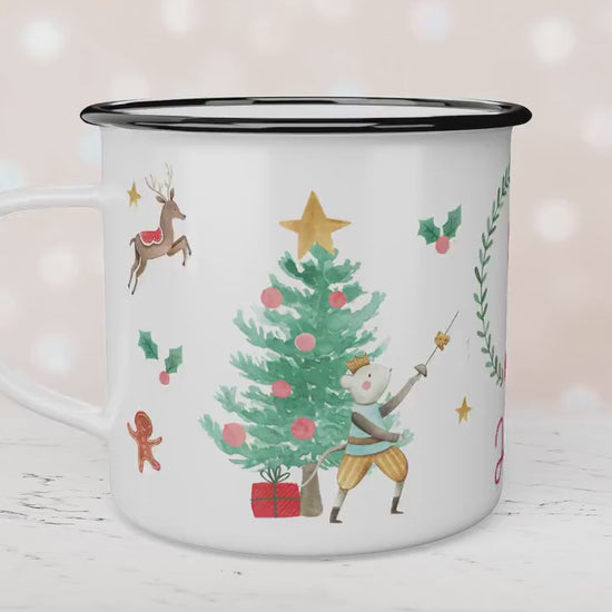 Personalised Children's Red Nutcracker Mug, Xmas Gift Idea, Children's Enamel Mug, Christmas Hot Chocolate, Kids Mug, Christmas Eve Filler
