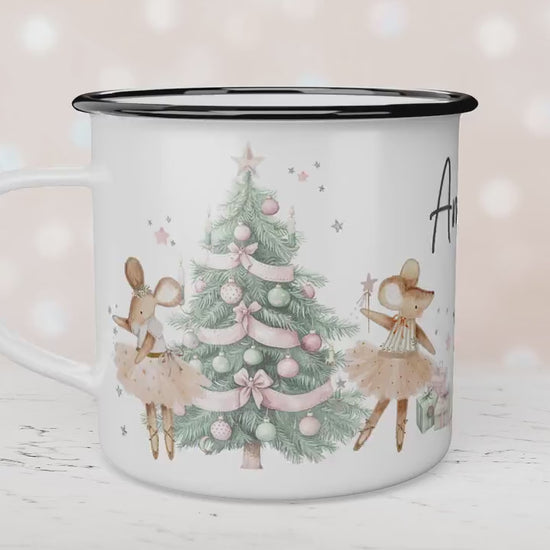 Personalised Children's Sparkle Mouse Mug, Xmas Gift Idea, Children's Enamel Mug, Christmas Hot Chocolate, Kids Mug, Christmas Eve Filler