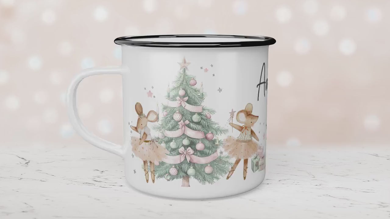 Personalised Children's Sparkle Mouse Mug, Xmas Gift Idea, Children's Enamel Mug, Christmas Hot Chocolate, Kids Mug, Christmas Eve Filler